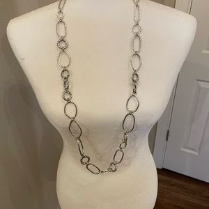 Brighton Pebble Link Long Silver Necklace-very good condition